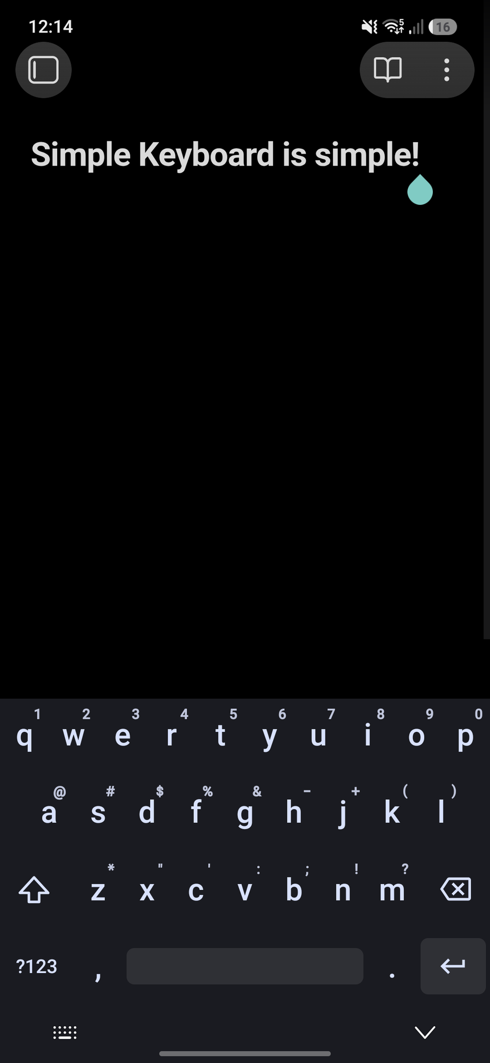 Screenshot of Simple Keyboard being used in Obsidian.
