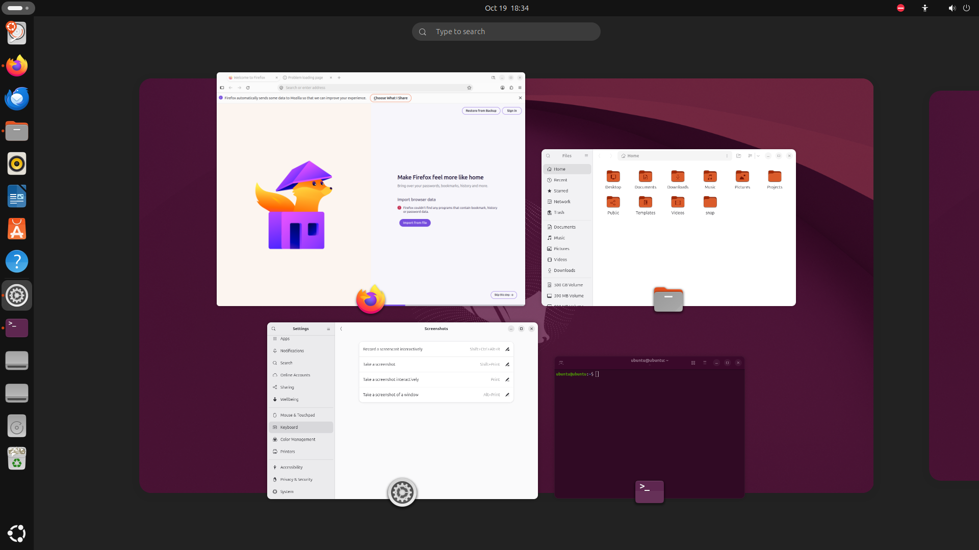 Интерфейс рабочего стола операционной системы Ubuntu 26.10