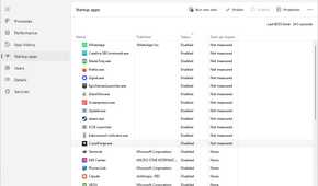 The startup list in Task Manager.