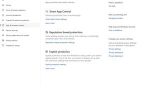 Browser and app control in Windows Security.