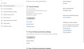 There are no current threats detected in Windows Security.