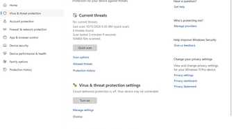 There are no current threats detected in Windows Security.