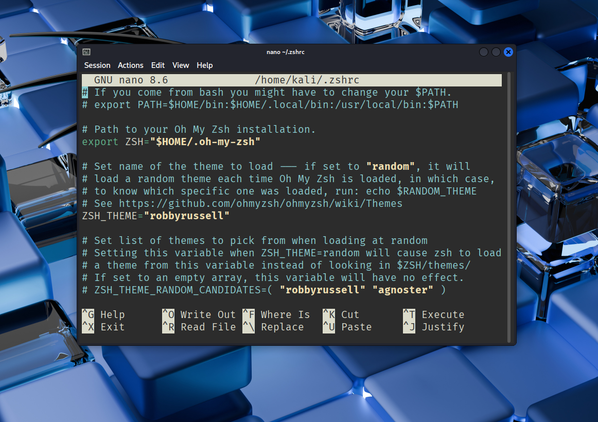 A look at the zshrc configuration file after installing Oh My Zsh.