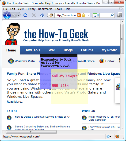 Using Sticky Notes in Windows Vista or XP