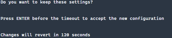 Окно подтверждения при попытке применить новые настройки NetPlan