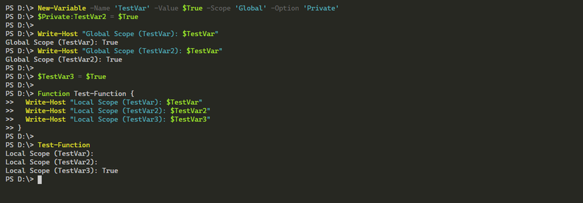 Scopes in PowerShell