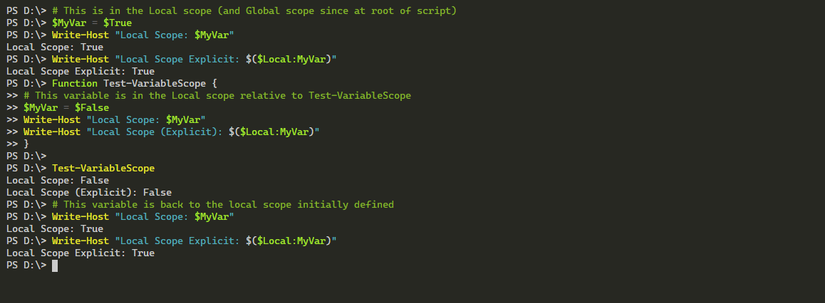 Scopes in PowerShell