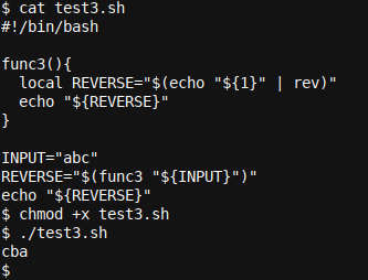 bash function local variable assignment