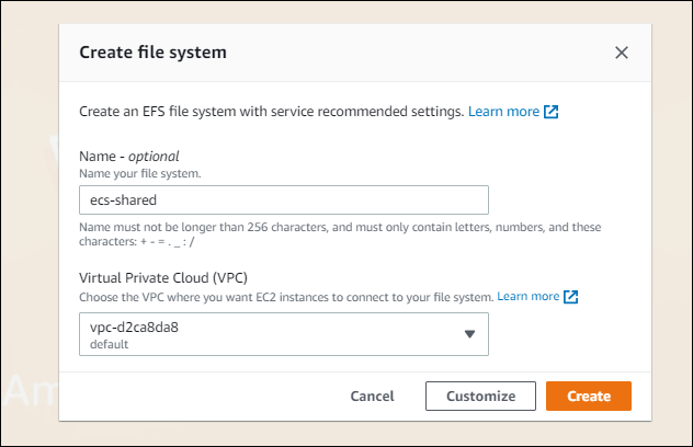 How To Connect an EFS Volume to a ECS Docker Container