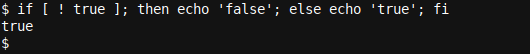 A NOT logic gate in use in Bash code