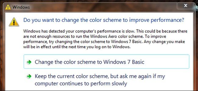 How Can I Disable Windows 7's Aero Performance Warnings?