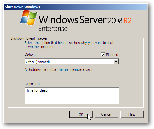 How to delete the Shutdown Event Tracker in Windows Server 2008