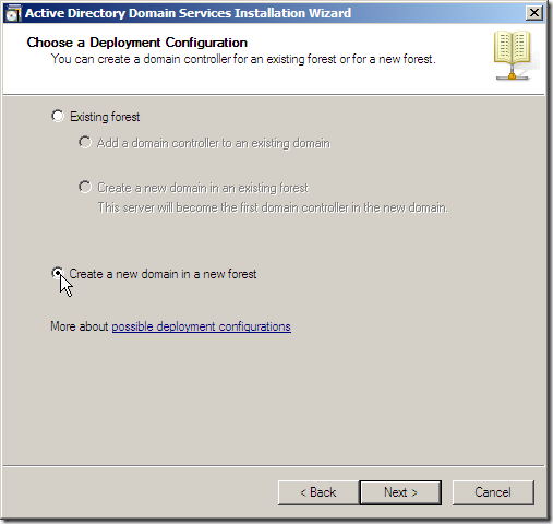 How to Install a new Forest in Server 2008