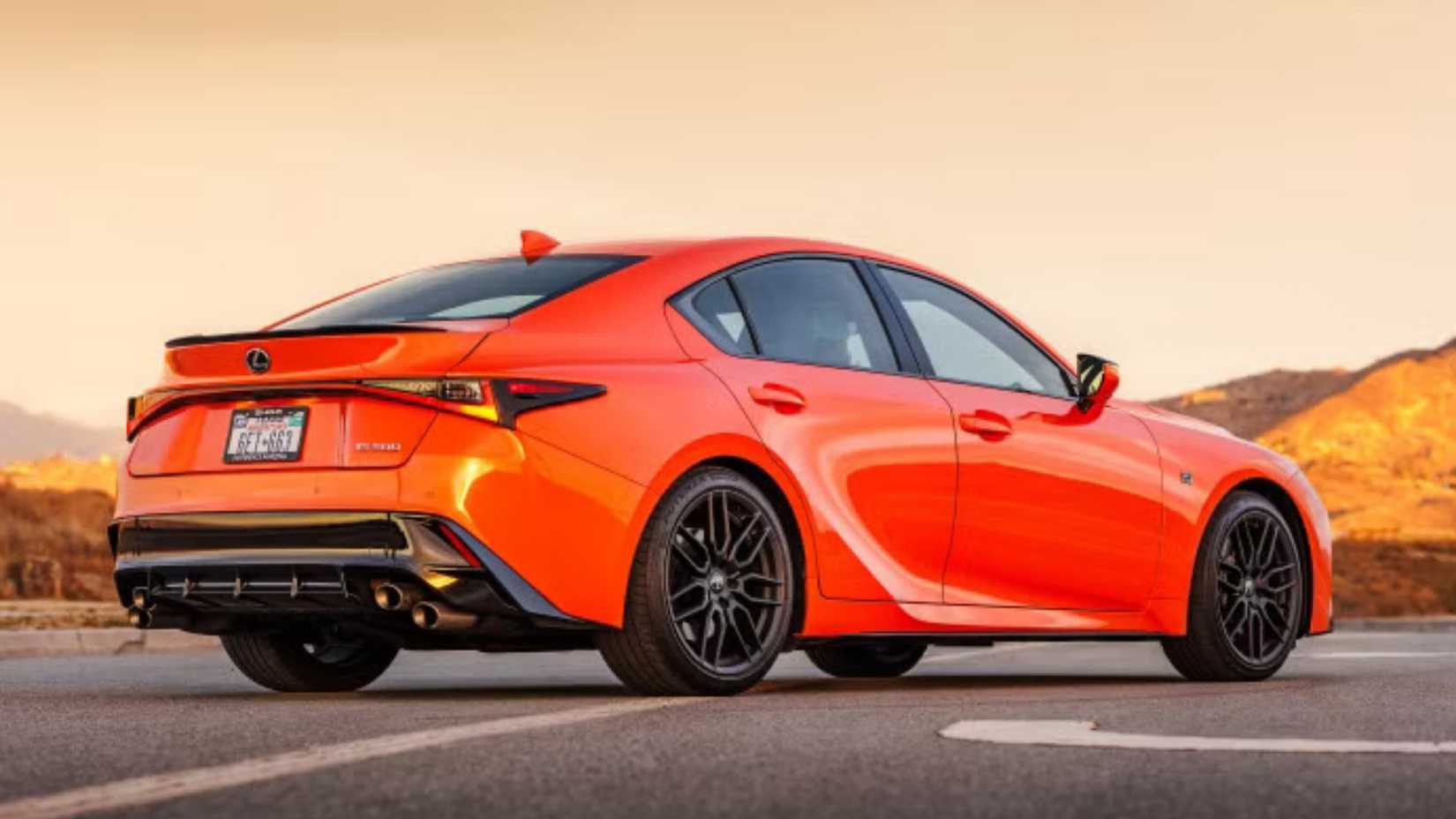 2023-2025 Lexus IS 500 F Sport Performance Orange Rear Angled View