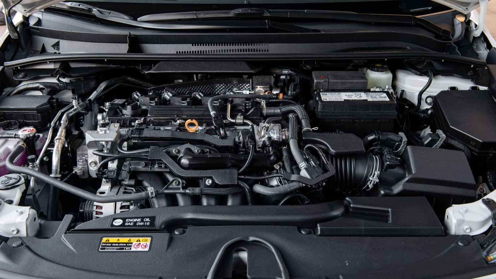 Shot under the hood of a 2025 Toyota Corolla Sedan.