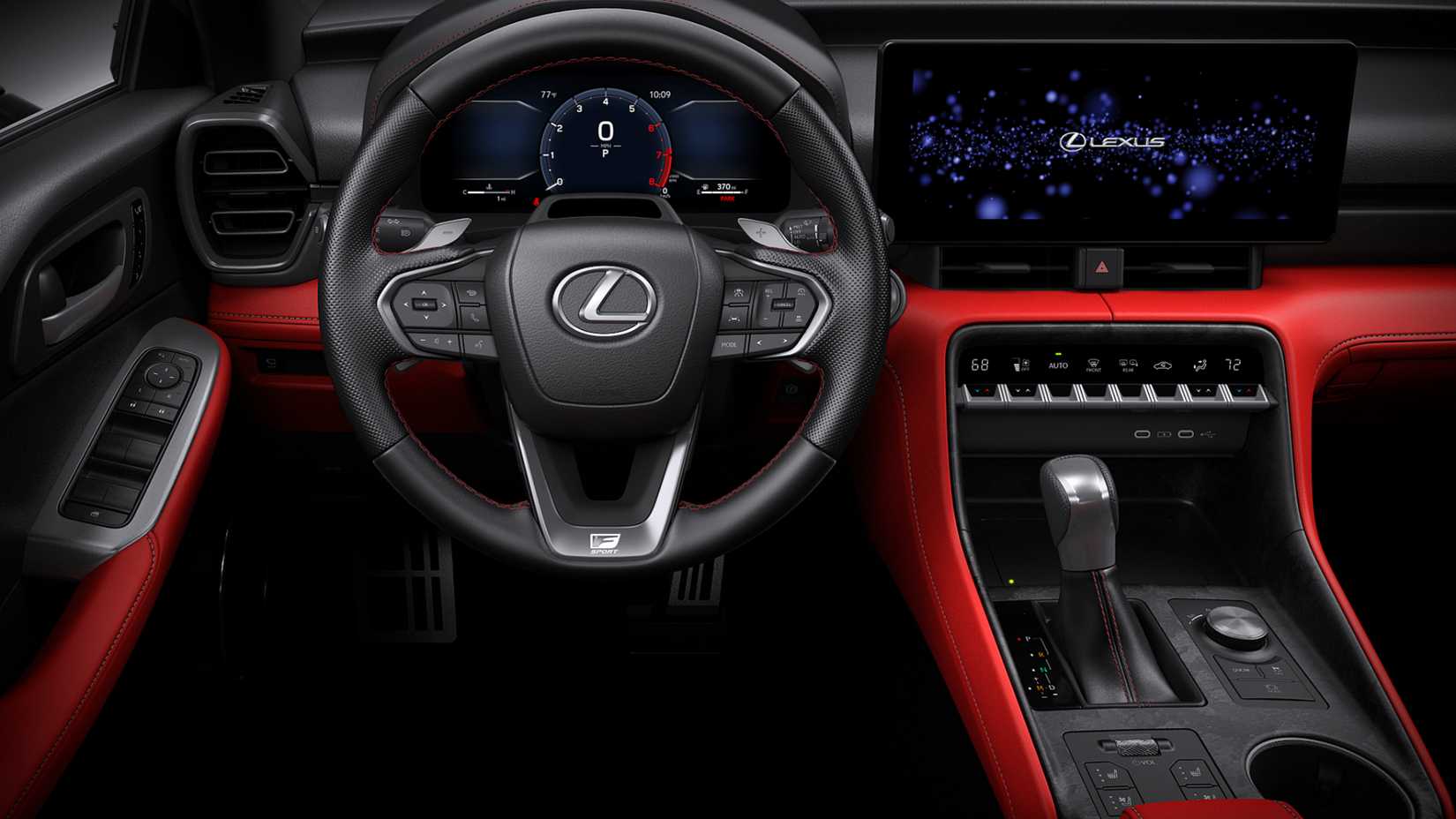 Shot of the steering wheel in a 2026 Lexus IS Facelift.