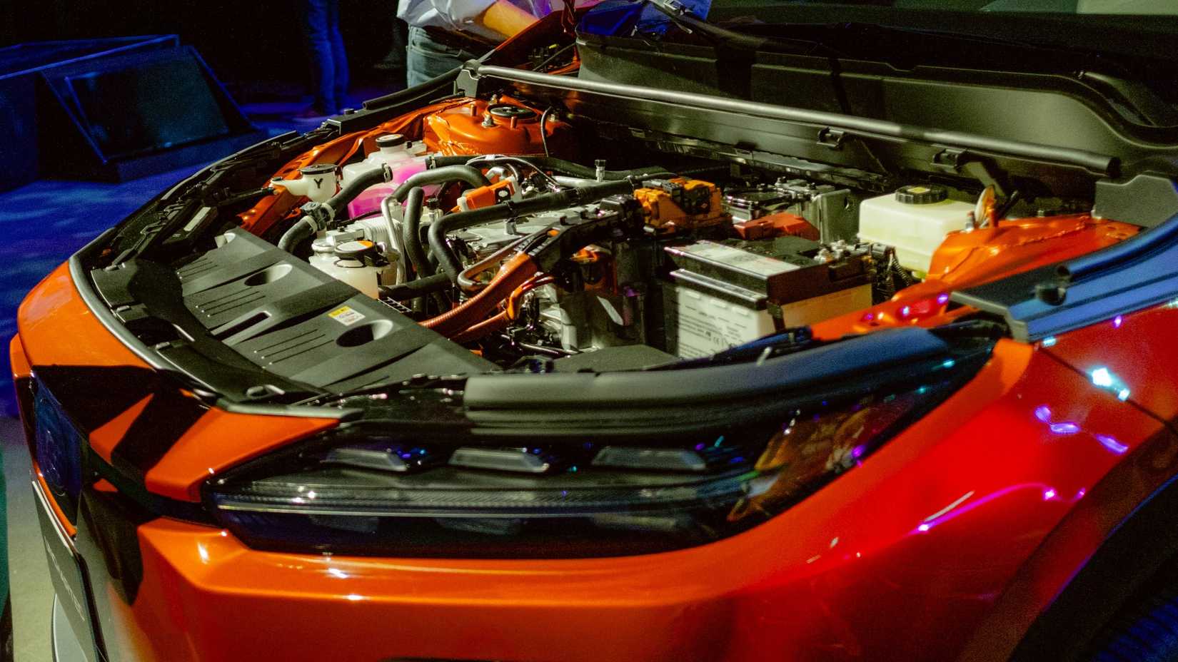 Shot of under the hood of an orange 2026 Subaru Uncharted.
