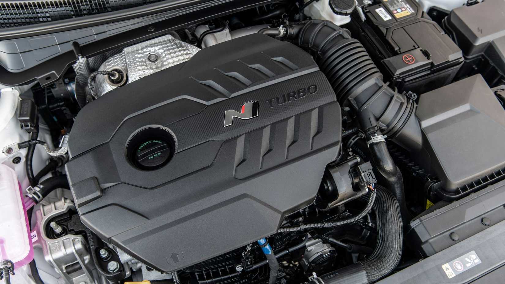 Shot under the hood of a 2024–2025 Hyundai Elantra N 7th Gen (CN7) Facelift.