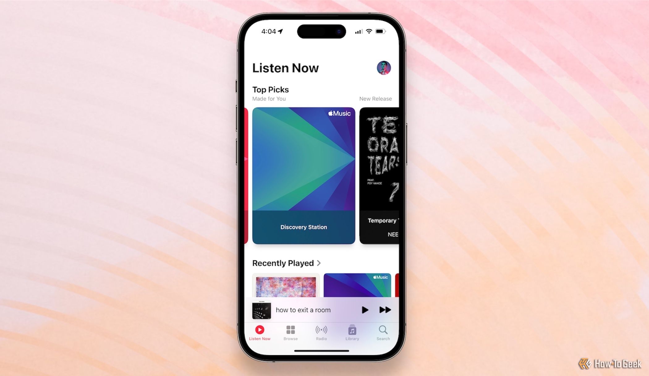 A screen shot of Apple Music with the Discovery Station 