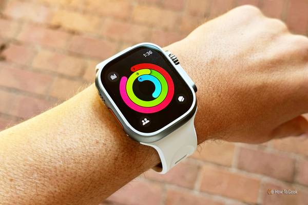 Apple Watch Ultra 2 showing activity rings almost completed