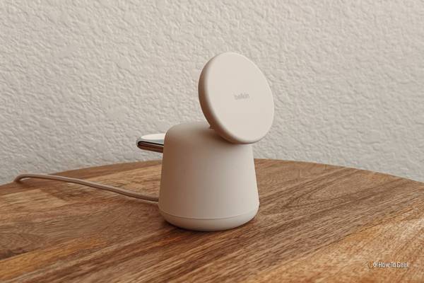 Belkin BoostCharge Pro 2-in-1 on a wooden table