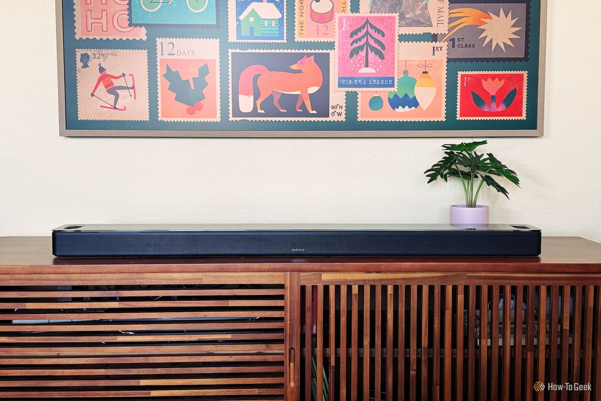 Bose Smart Ultra Soundbar on a wood table