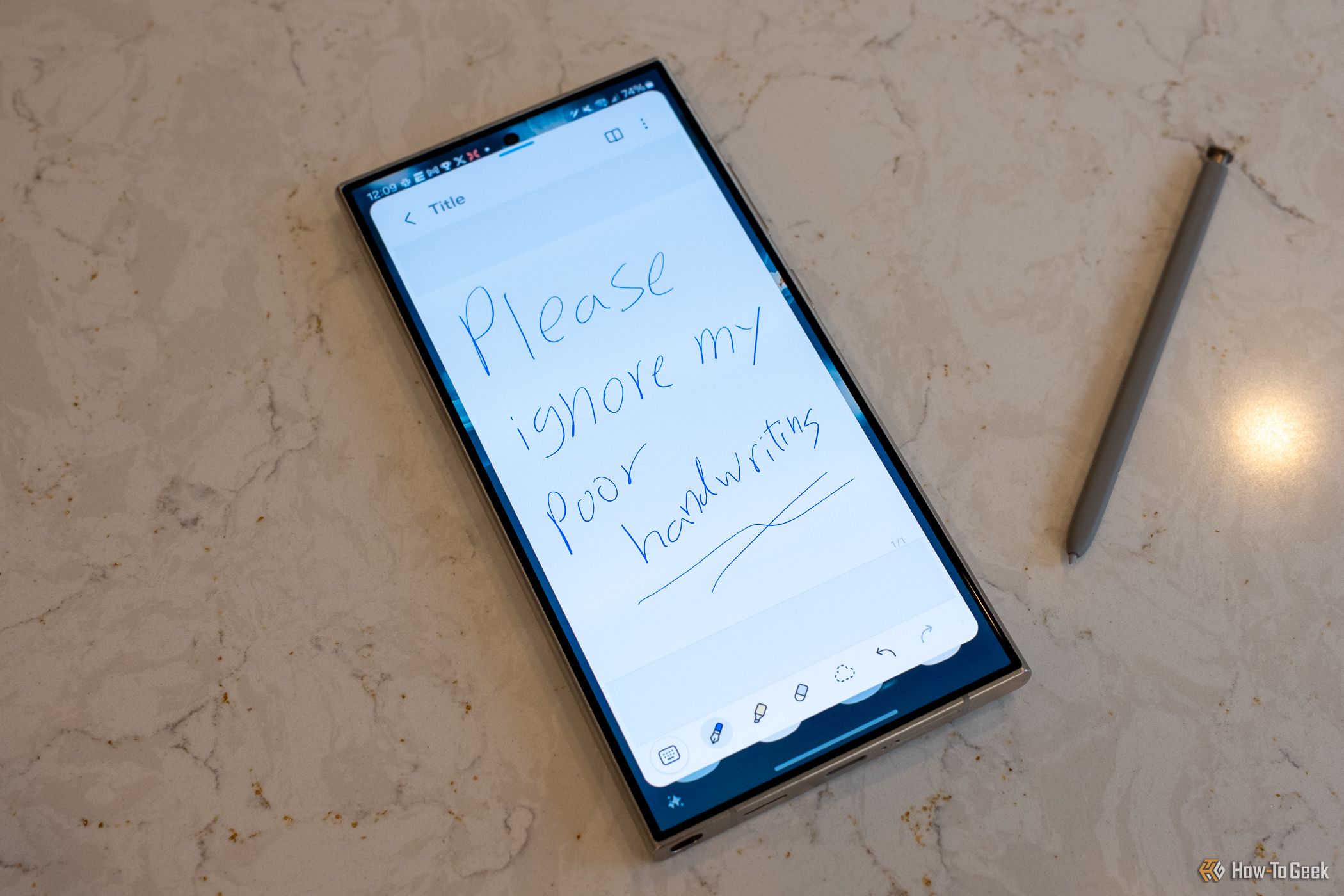 Hand written note on the Samsung Galaxy S24 Ultra using the S Pen