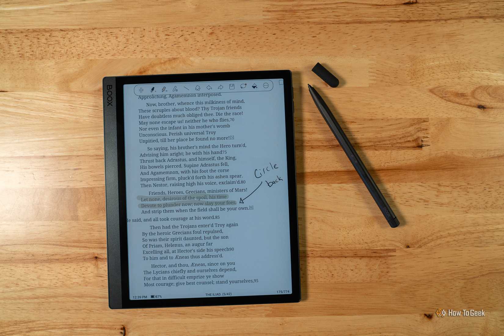 Boox Tab Ultra C Pro with annotations on the screen
