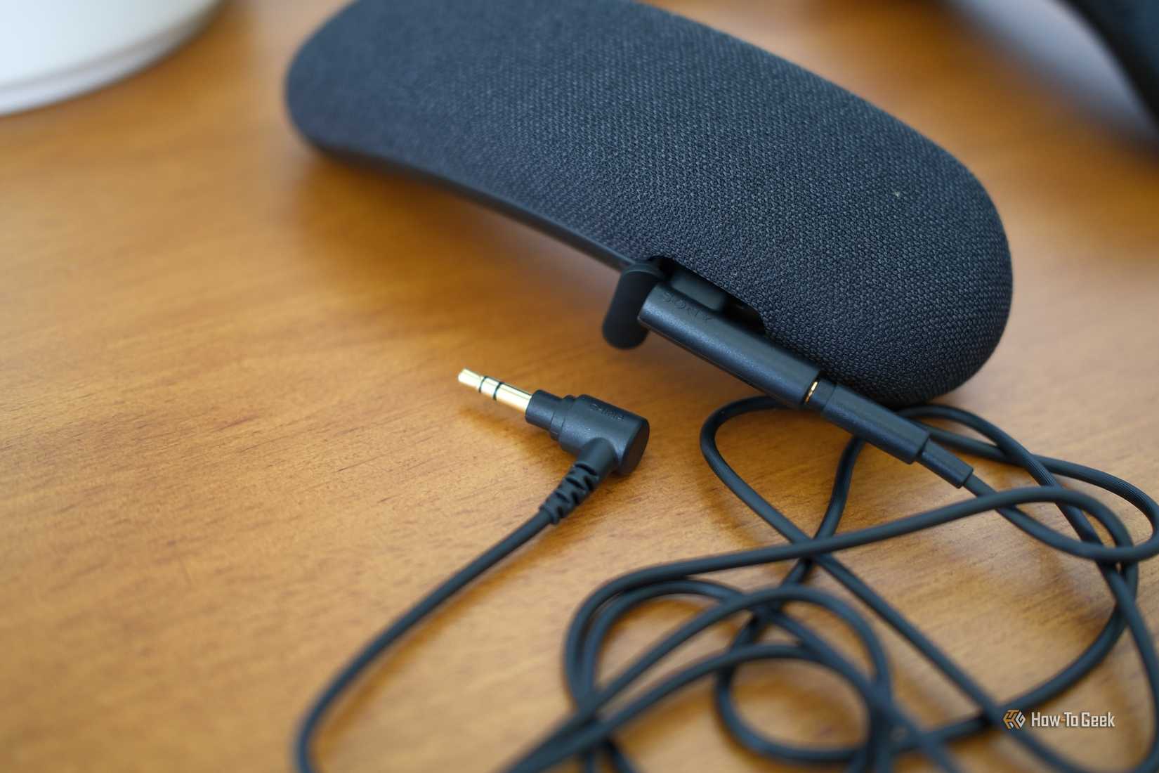 USB-C to 3.5mm cable plugged into the Sony Bravia Theater U