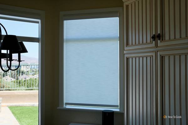 BlindsMagic Smart Motorized Roller Shades closed all the way