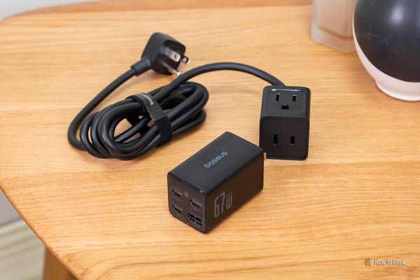 Baseus PowerCombo Mini 5-in-1 Power Strip 67W on a table