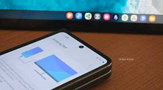 Galaxy Z Fold 5 launching Samsung DeX on a lapdock.