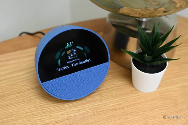 The Amazon Echo Spot playing music