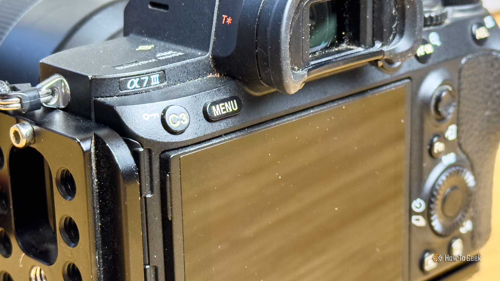 The back screen and buttons on the Sony A7 III camera.