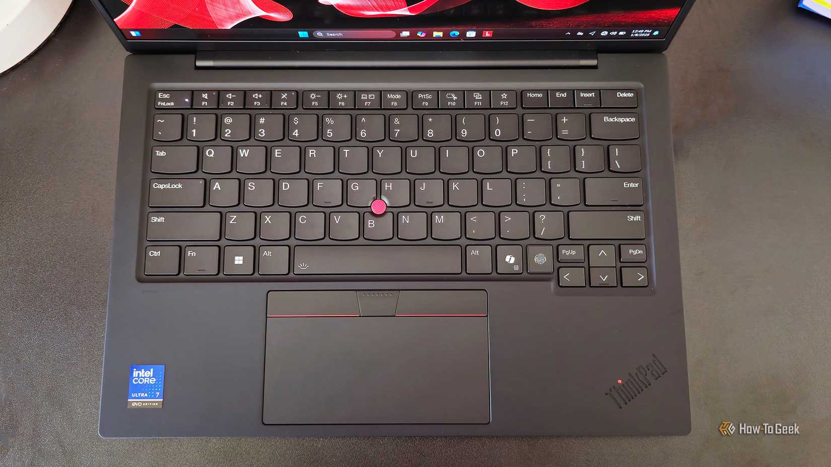 The Lenovo ThinkPad X1 Carbon Gen 13 Aura Edition laptop's leyboard.