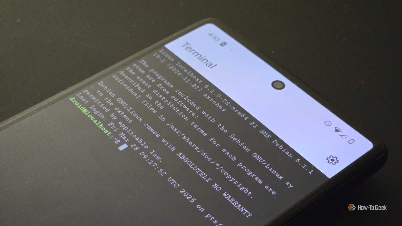 Linux Terminal app on Google Pixel 6.