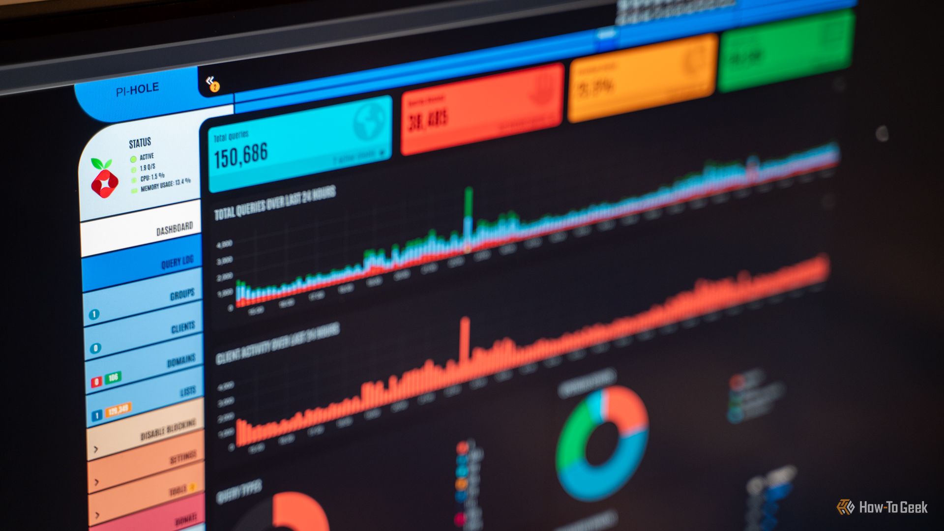 Pi-Hole content blocker with the Star Trek LCARS theme applied.