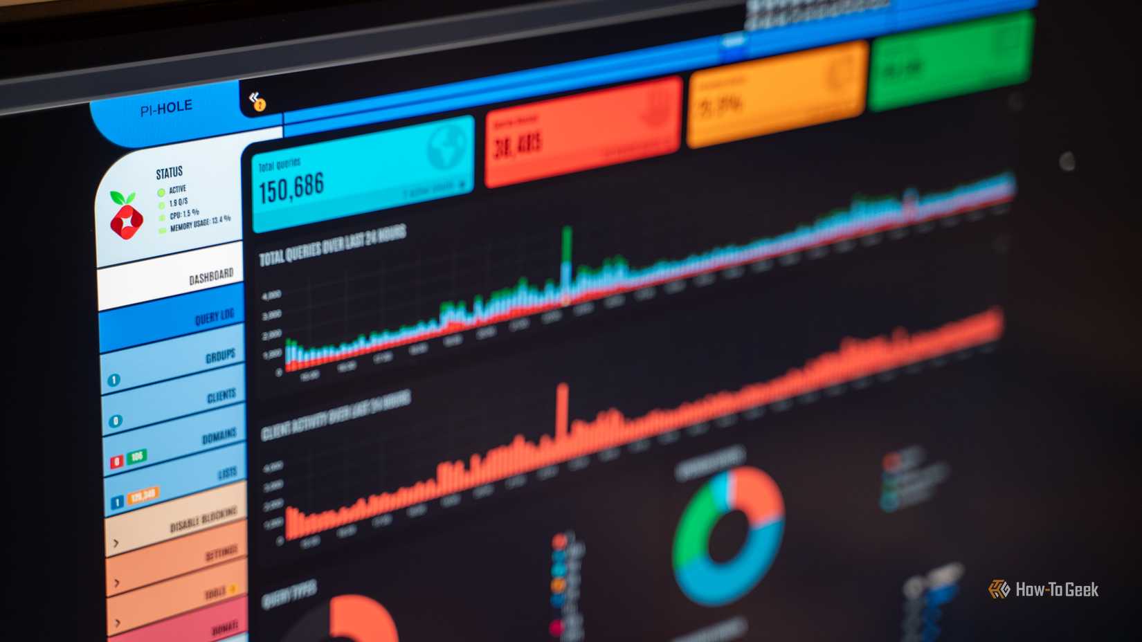 Pi-Hole content blocker with the Star Trek LCARS theme applied.