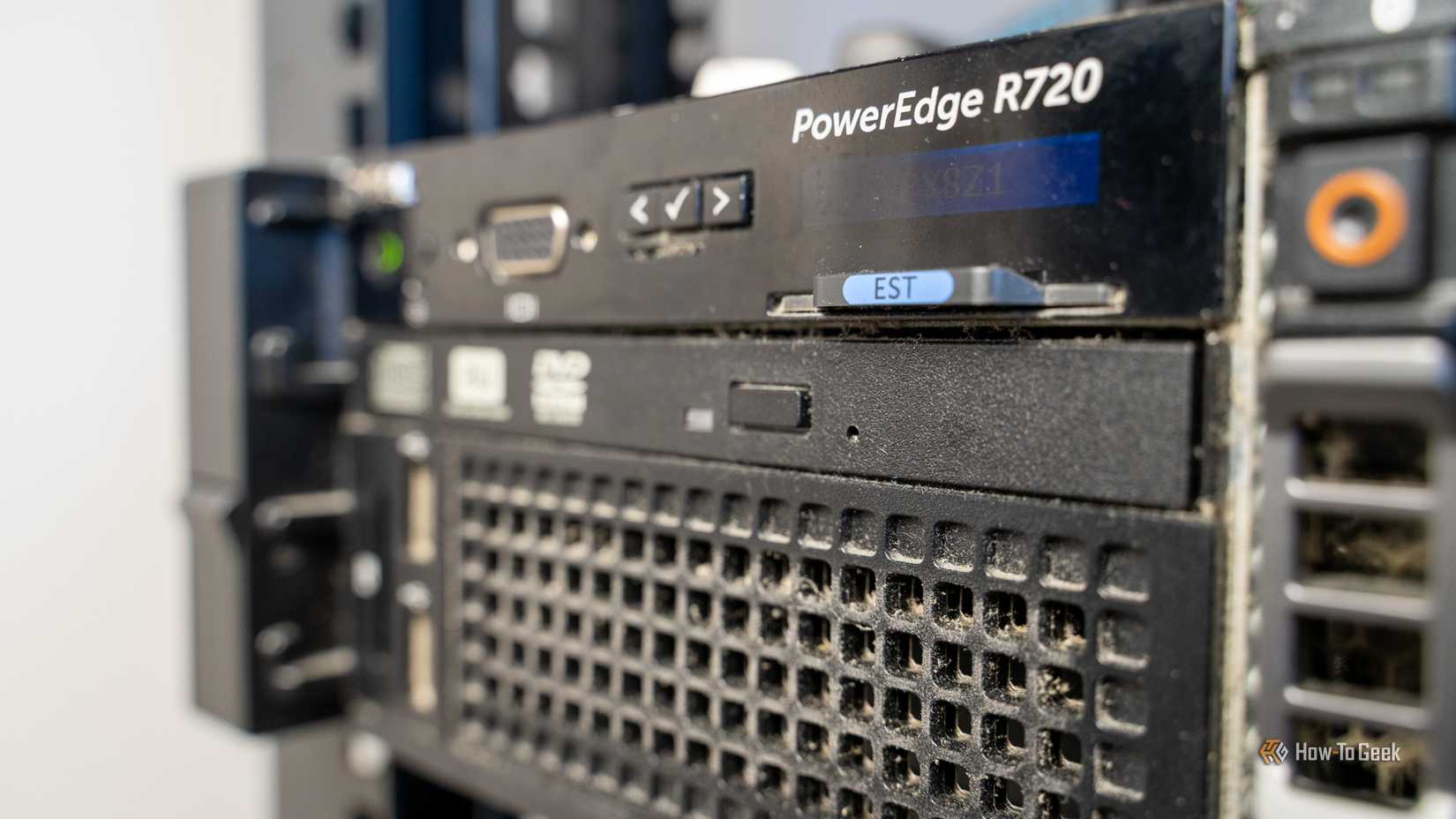 A Dell PowerEdge R720 rack-mount enterprise-grade server.