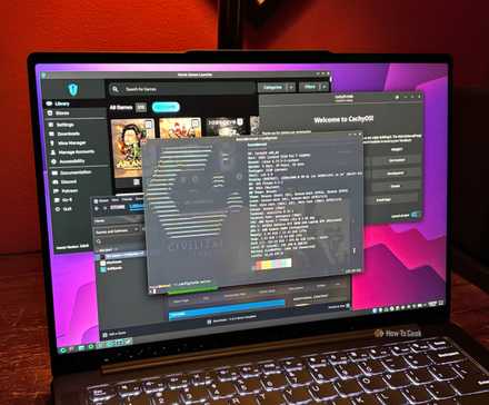 CachyOS running Steam, Heroic Games Launcher, and the CachyOS Hello app.