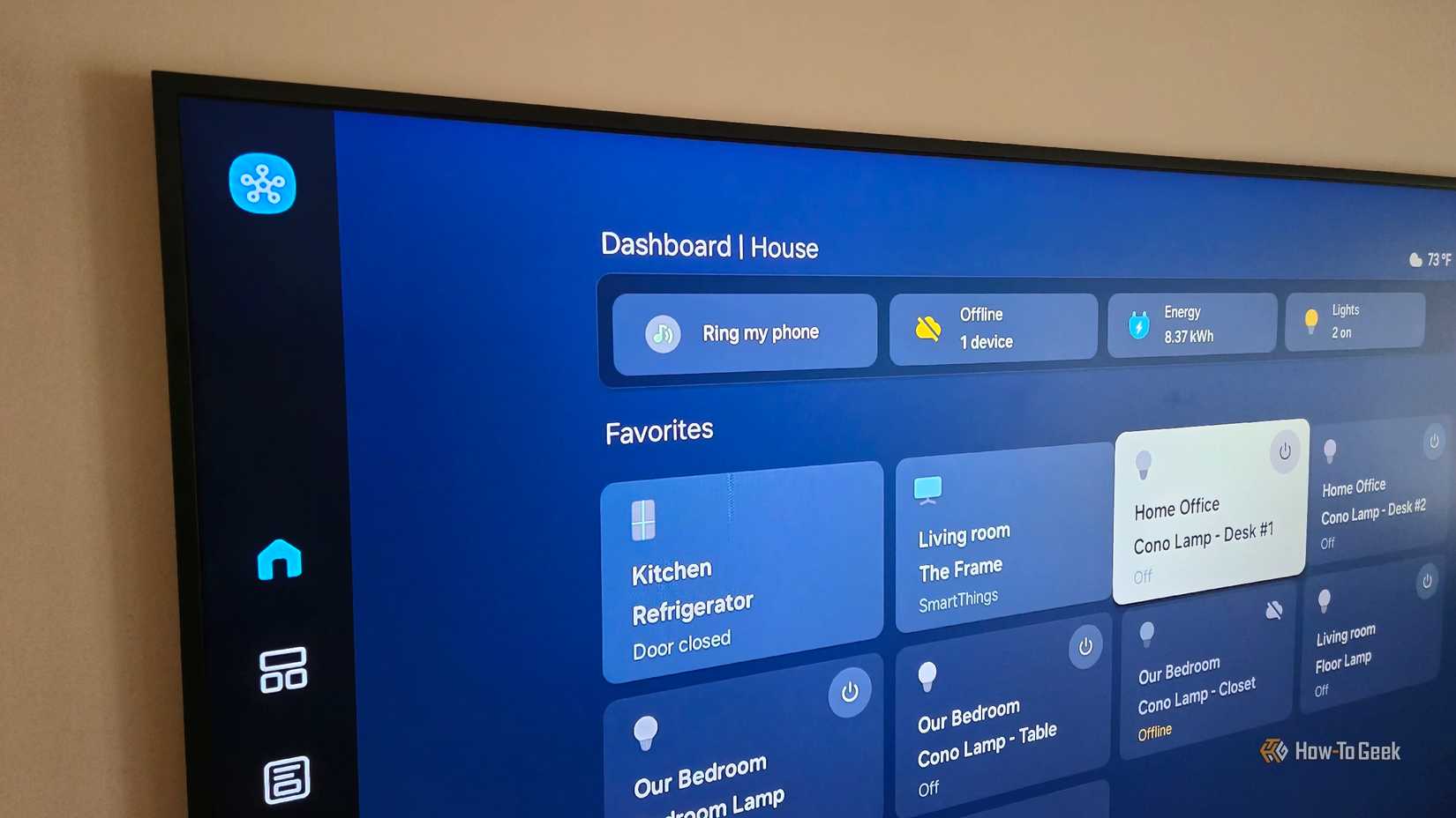 A close-up of Samsung SmartThings on a Frame TV.