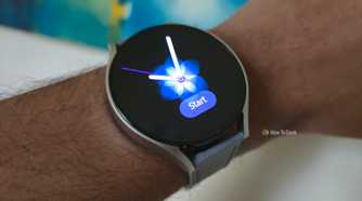 'Breathe' watch face on the Galaxy Watch 6 starting a breathing exercise.