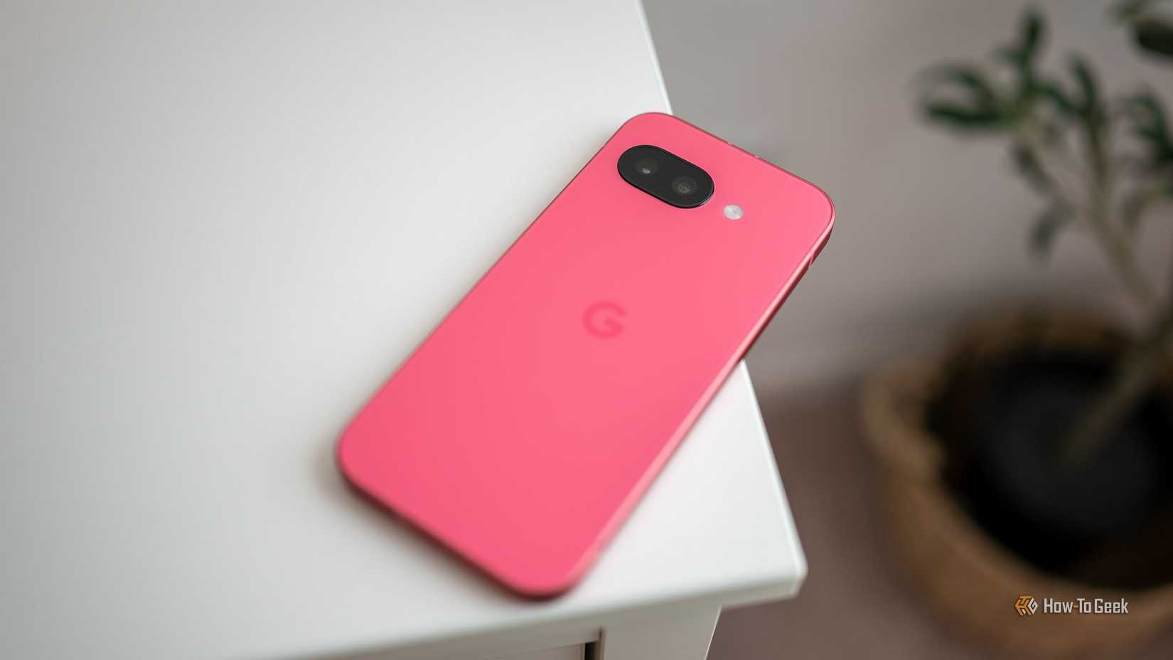 Google Pixel 9a placed on a table.