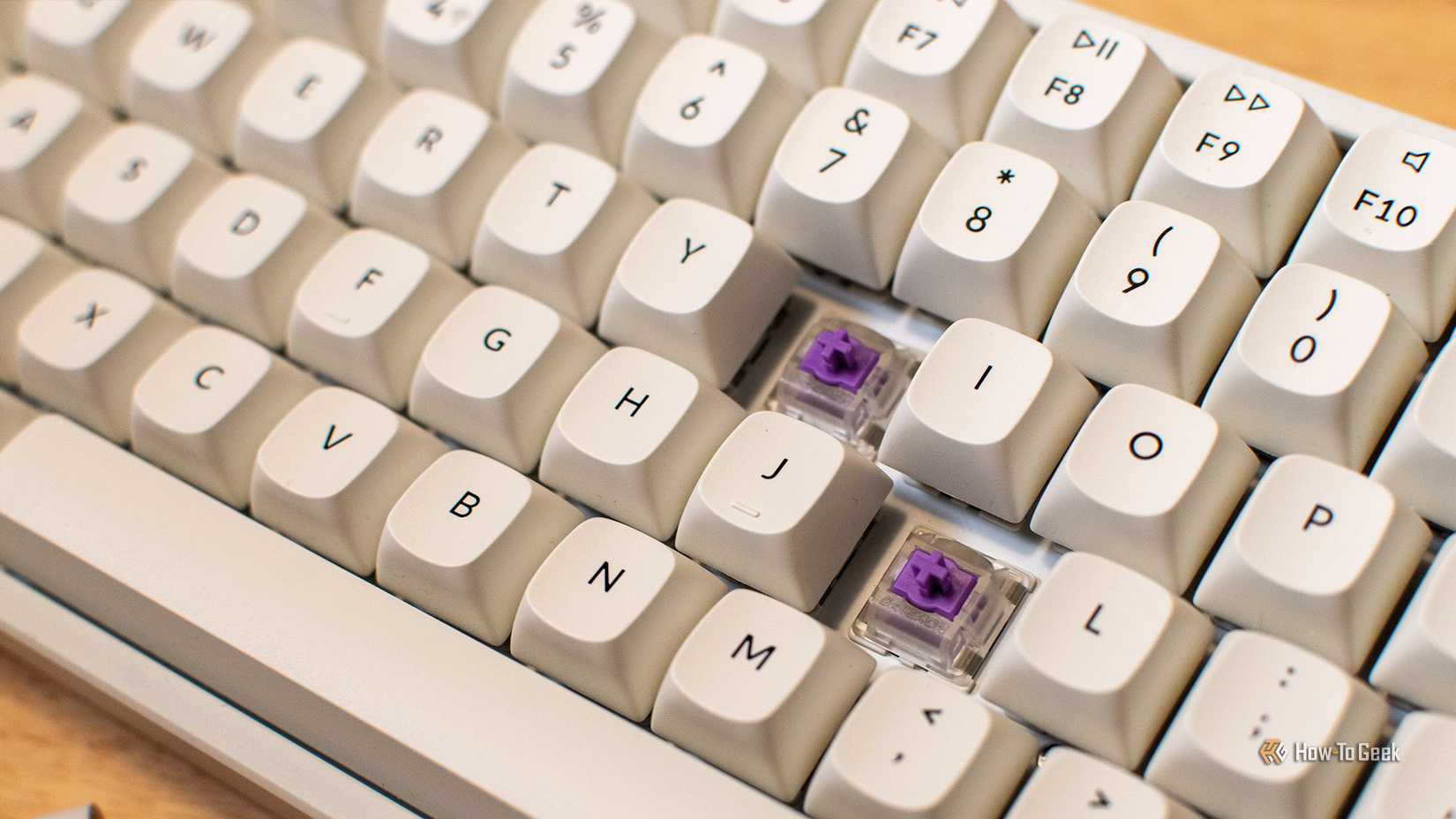 The Keychron K4 HE with two keycaps removed.