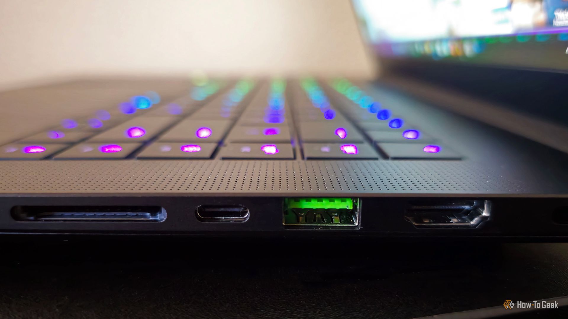 The right side ports on the Razer Blade 16 2025 gaming laptop.