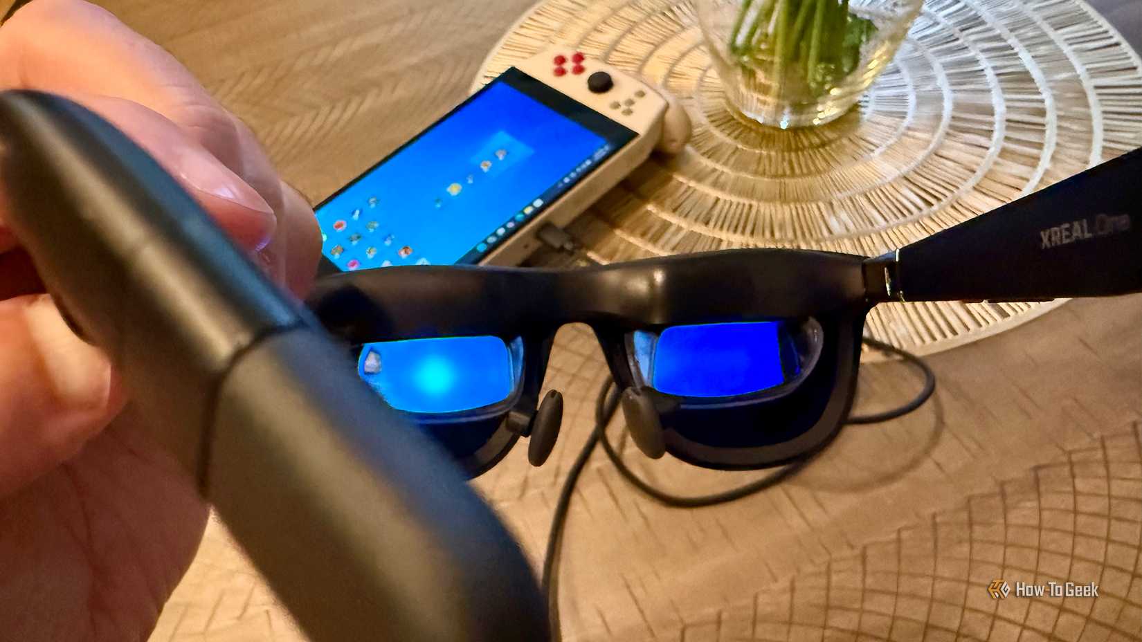 Close-up of the display on the XREAL One AR Glasses.