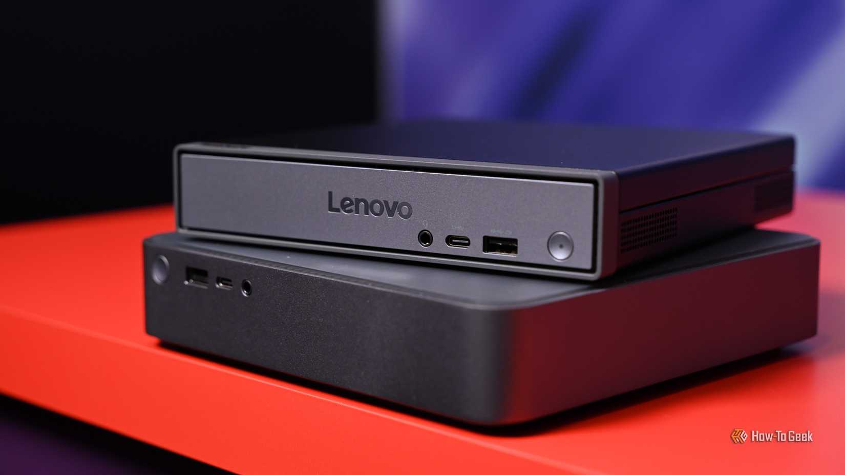 Lenovo ThinkCenter Neo 50q QC Mini PC on the Lenovo IdeaCenter Mini PC at CES 2025.
