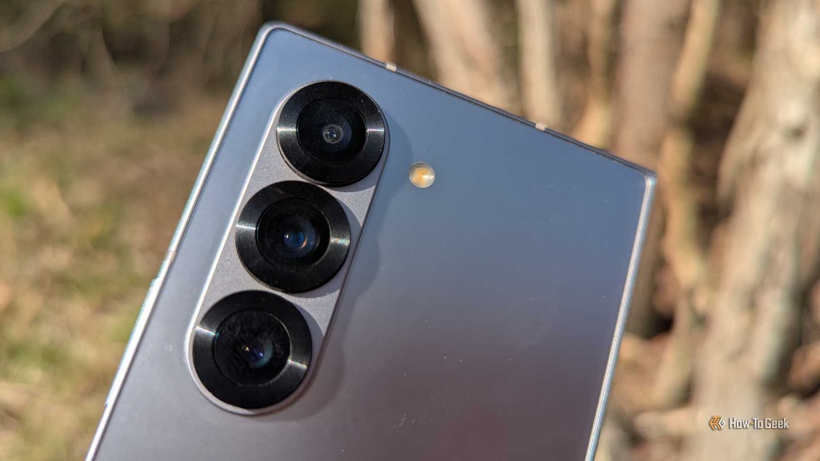 Three cameras on the Samsung Galaxy Z Fold 6.