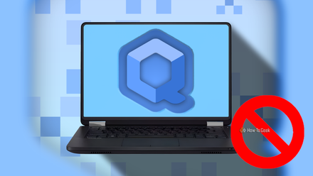 Your high-end PC almost definitely can not run Qubes OS—this is why A laptop displaying the Qubes OS logo, with a background of abstract cube patterns in shades of blue. In the bottom right corner is a red, no-entry sign.