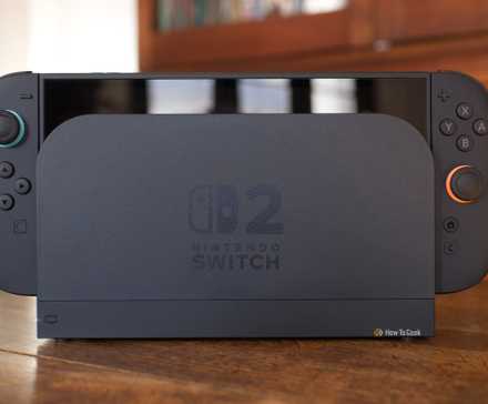Nintendo Switch 2 in its dock.